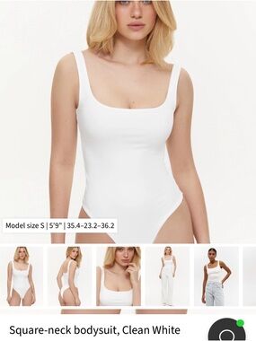 Square-Neck Bodysuit in Clean White - Sleek Everyday Essential